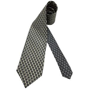 🆕GIANNI VERSACE Gray/Ivory Art Monogram GV Silk LUXURY Tie ITALY